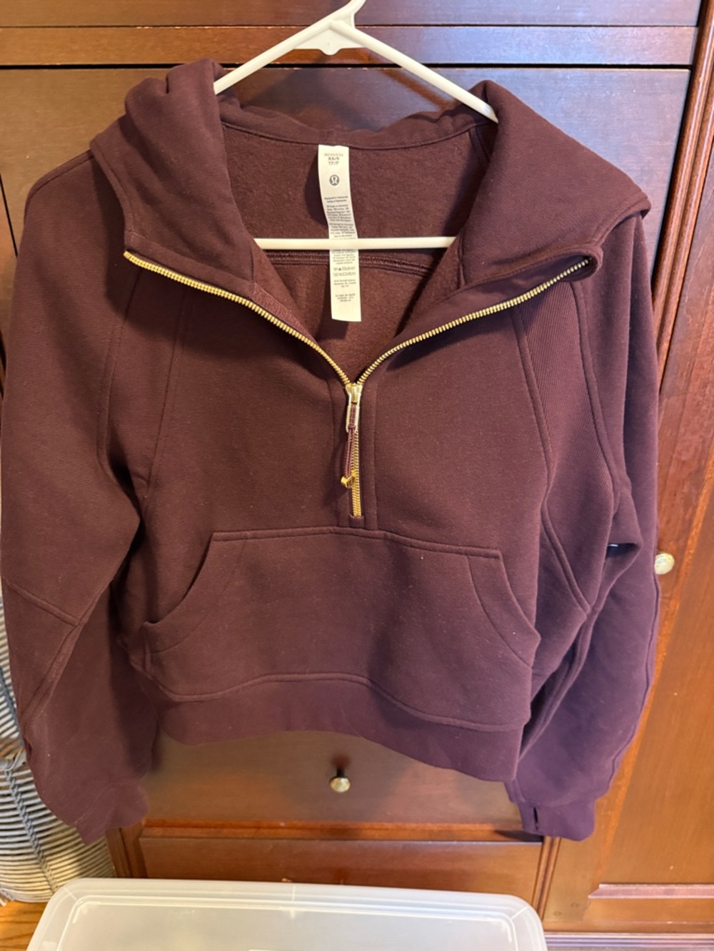 lululemon athletica Half-Zip Cowl Pullover in Deep Plum with Gold Zipper